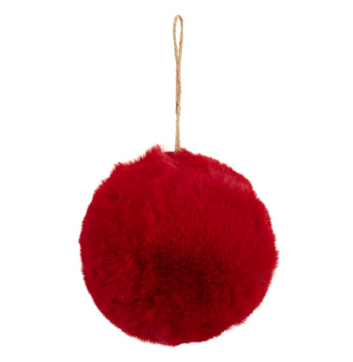 Fluffy bal hangend rood 13cm