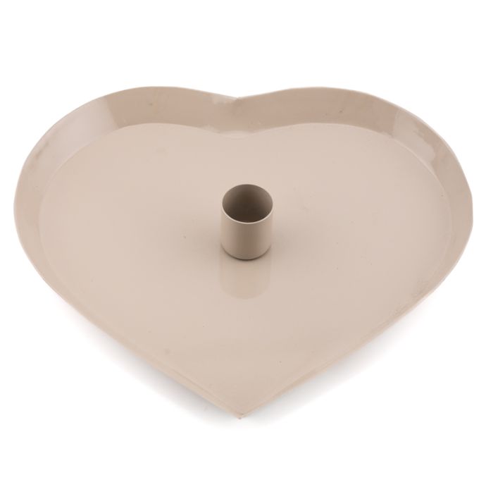 Kaarsenstandaard hart beige 20cm