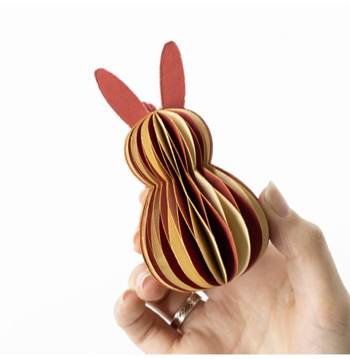 Papieren honeycomb konijn rood met wit
