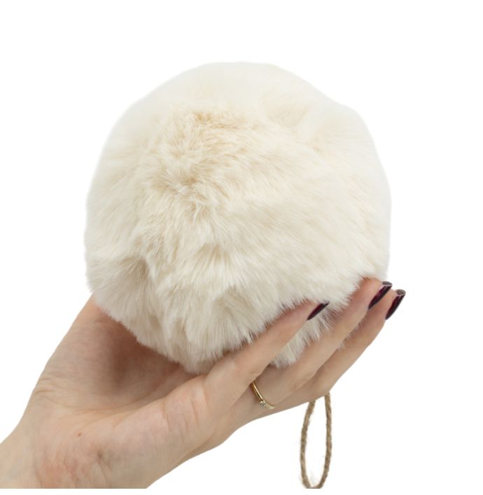 Fluffy bal hangend wit 13cm