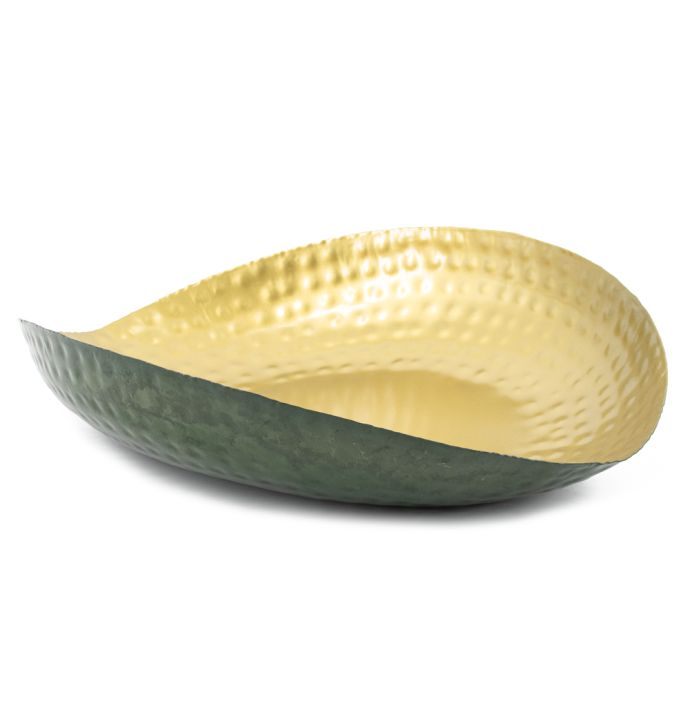 Metalen tray druppel groen met goud