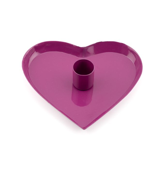 Kaarsenstandaard hart fuchsia 13cm