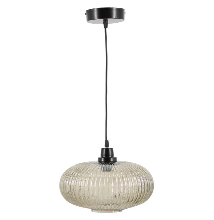 Hanglamp glas smoke/zwart