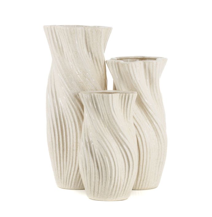 Aardewerk vaas Nira L beige