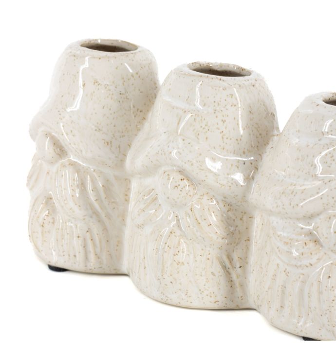 Aardewerk vaas Triple Santa beige