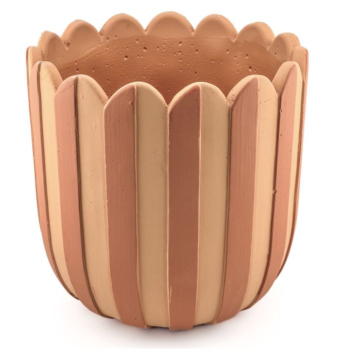 Aardewerk bloempot striped orange L