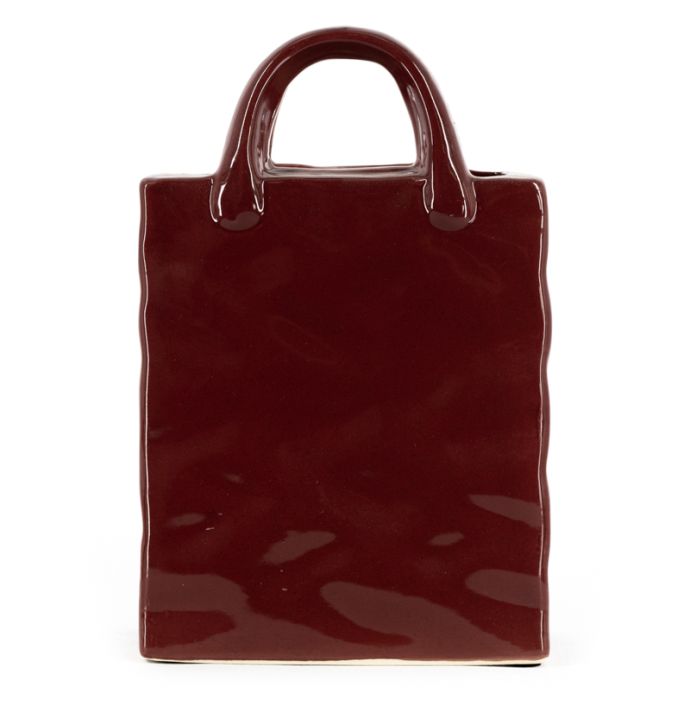 Aardewerk vaas Shopper L burgundy