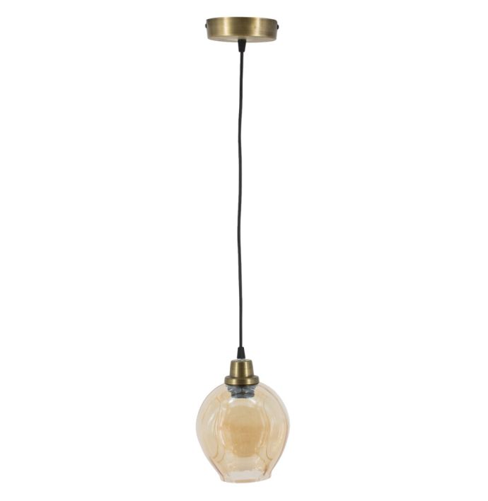Hanglamp glas roest/goud