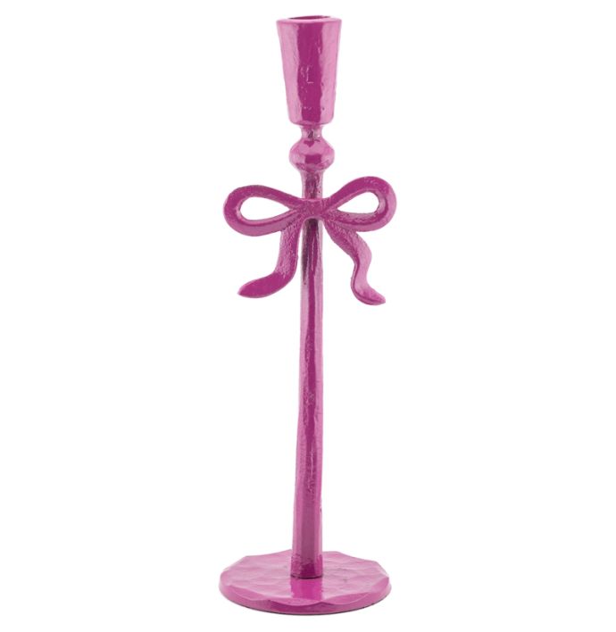 Kaarsenstandaard strikje 30cm fuchsia