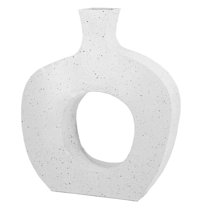 Metalen donut vaas white dots