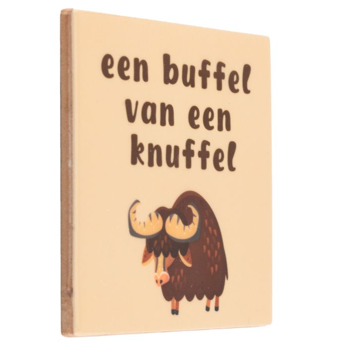 Tegeltje Buffel van een knuffel