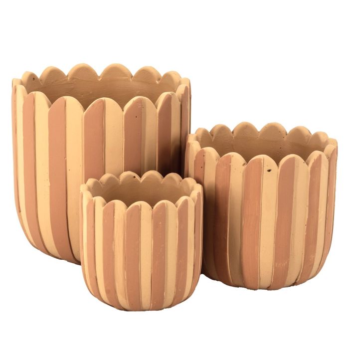 Aardewerk bloempot striped orange L