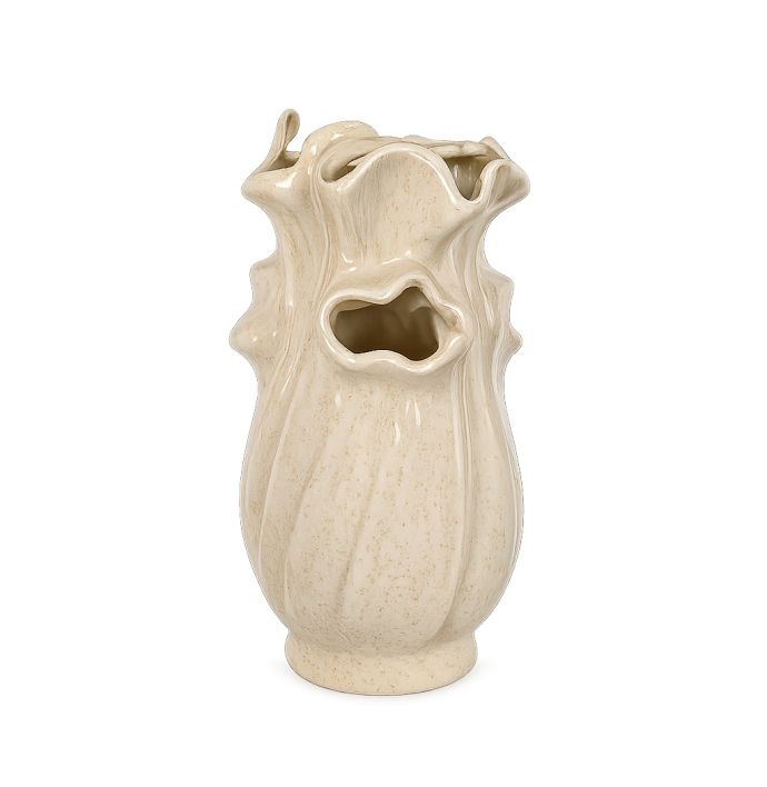 Aardewerk vaas Fern beige S