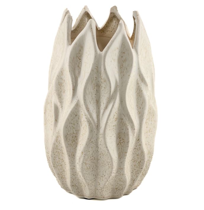 Aardewerk vaas Flower beige