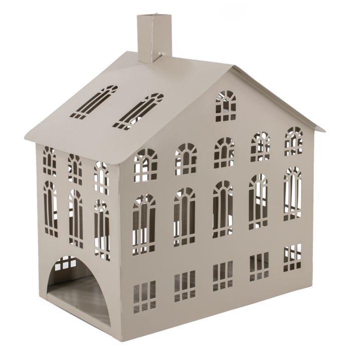 Metalen windlicht huis sand