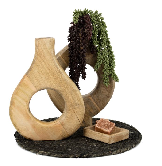 Houten vaas donut naturel