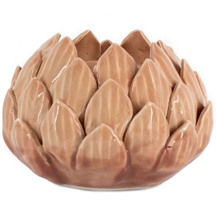 Waxinehouder keramiek floral sandstone