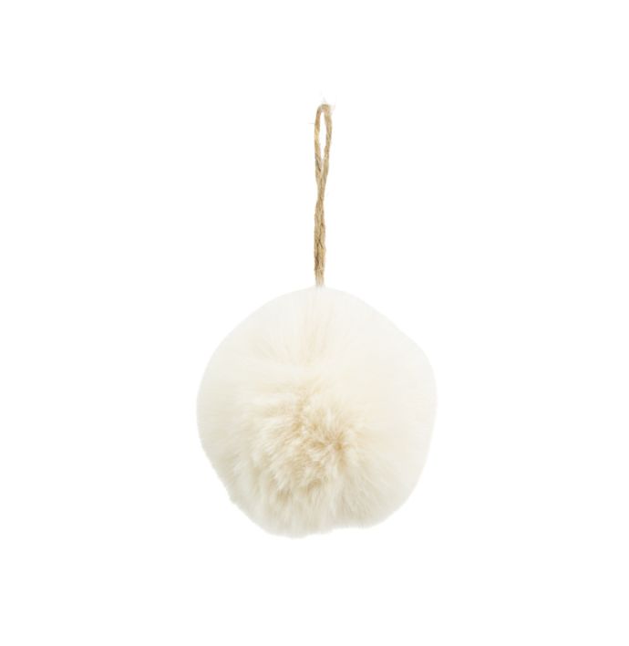 Fluffy bal hangend wit 7cm
