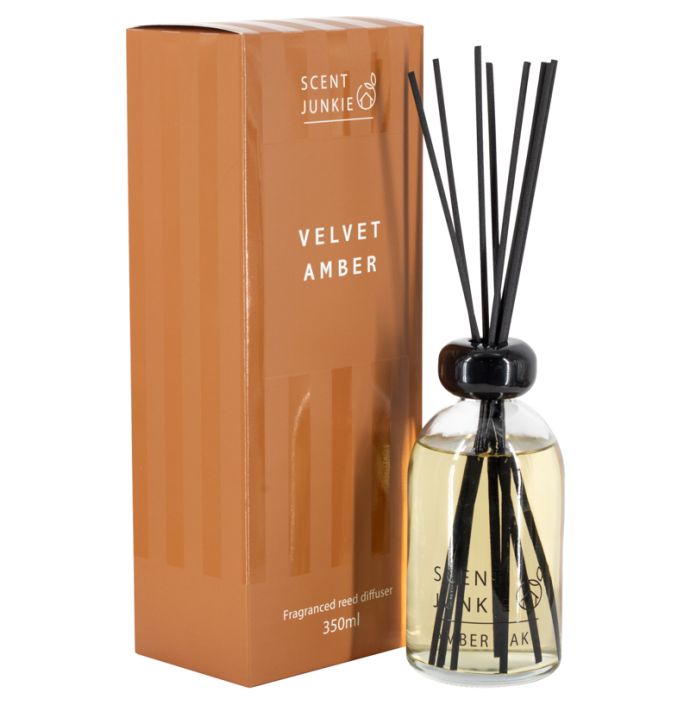 Geurdiffuser met stokjes 350ml velvet amber