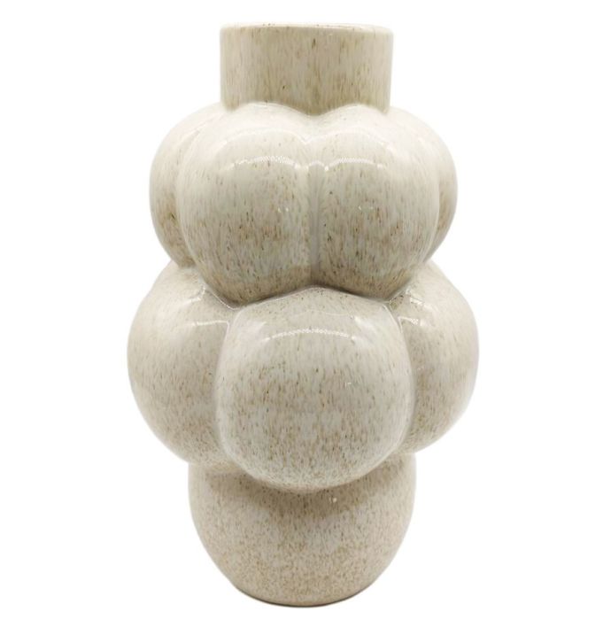 Aardewerk vaas bubbels beige