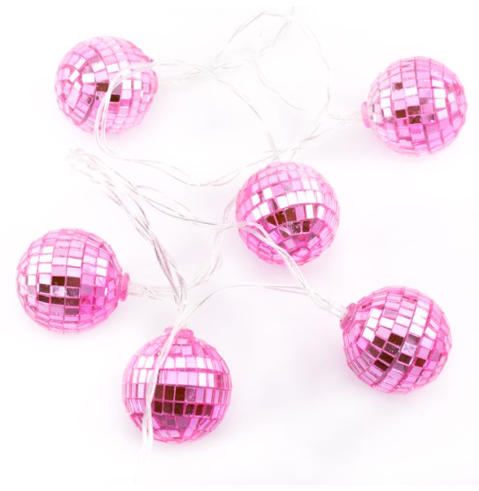 Slinger Discobal met LED - Roze - 4cm