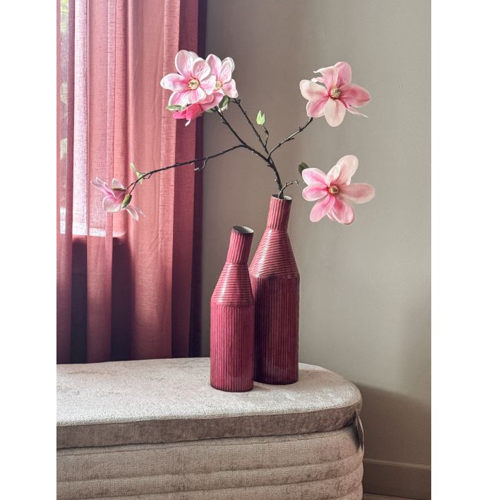 Metalen vaas contemp roze