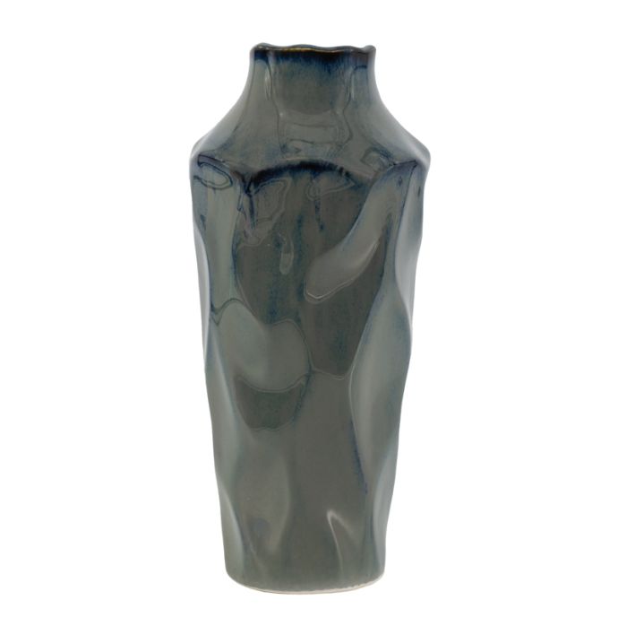 Aardewerk vaas Dimple blauw