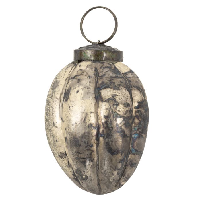 Glazen dennenappel vintage cream