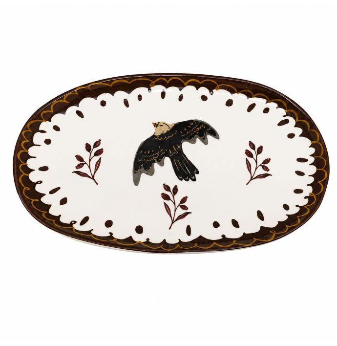 Decoratiebordje ovaal vogel Tavi