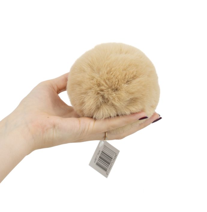 Fluffy bal hangend taupe 10cm