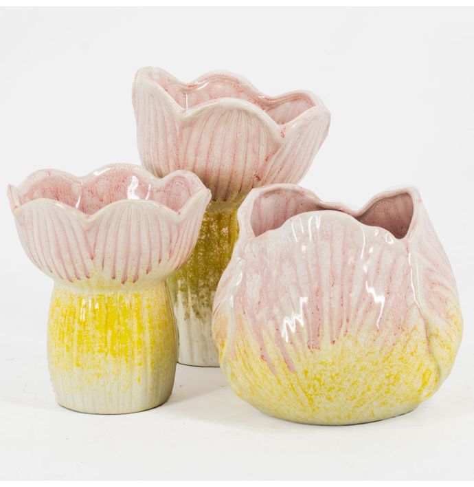 Aardewerk vaas tulp roze