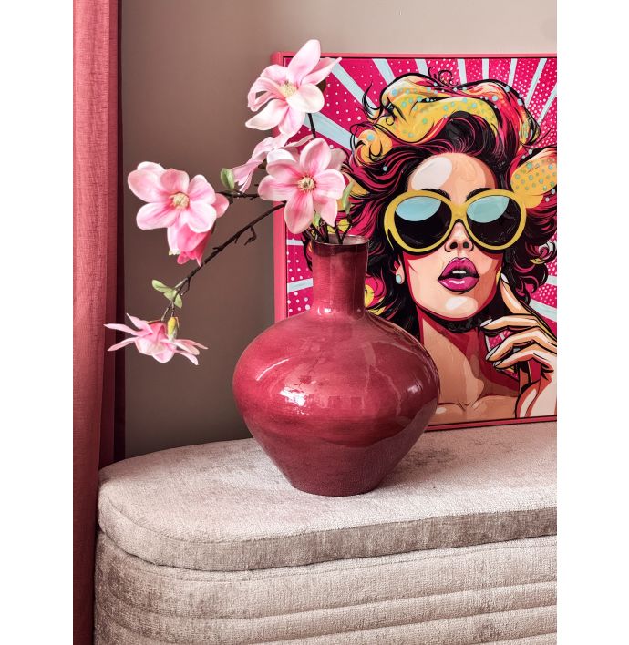 Metalen vaas roze