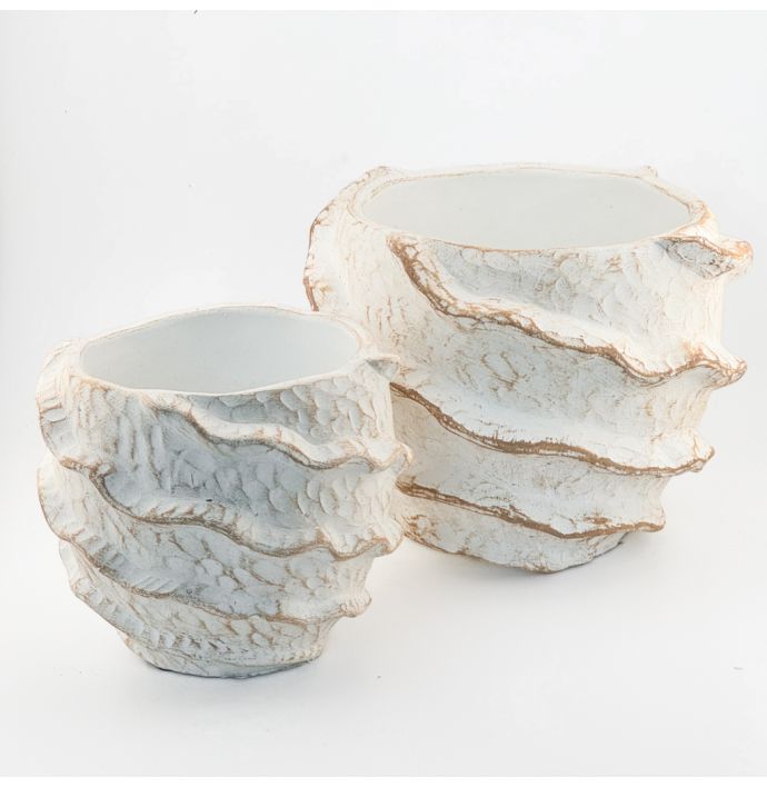 Aardewerk bloempot sandstone striped M