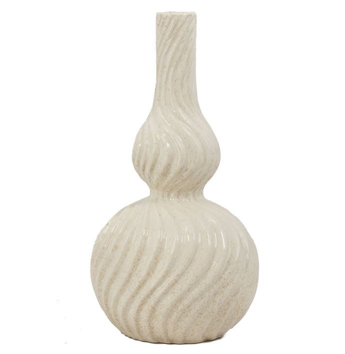 Aardewerk vaas Curly beige