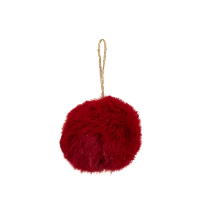 Fluffy bal hangend rood 7cm