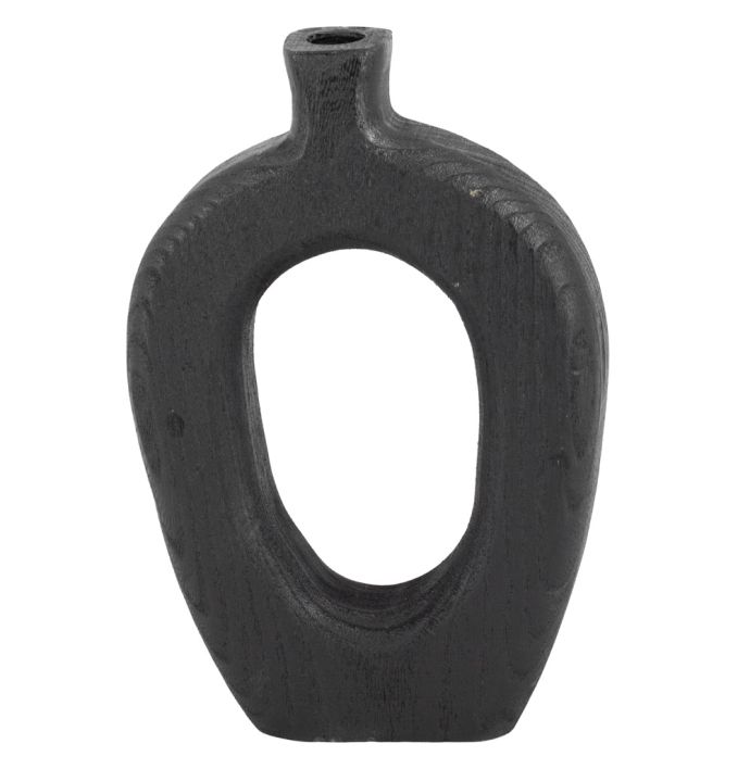 Houten donut vaas zwart
