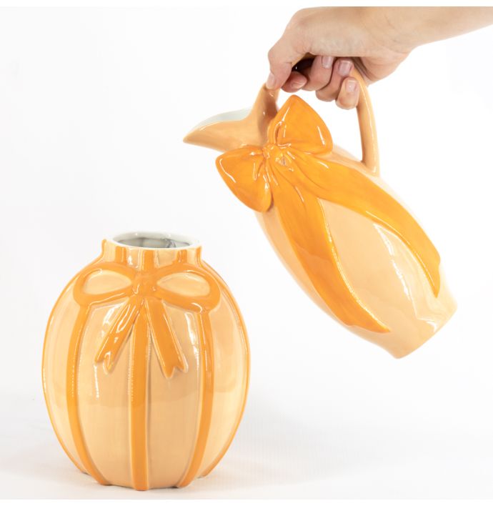 Aardewerk vaas Bows peach