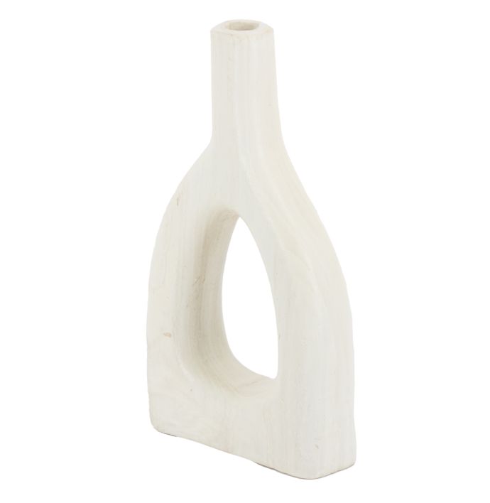 Houten donut vaas wit