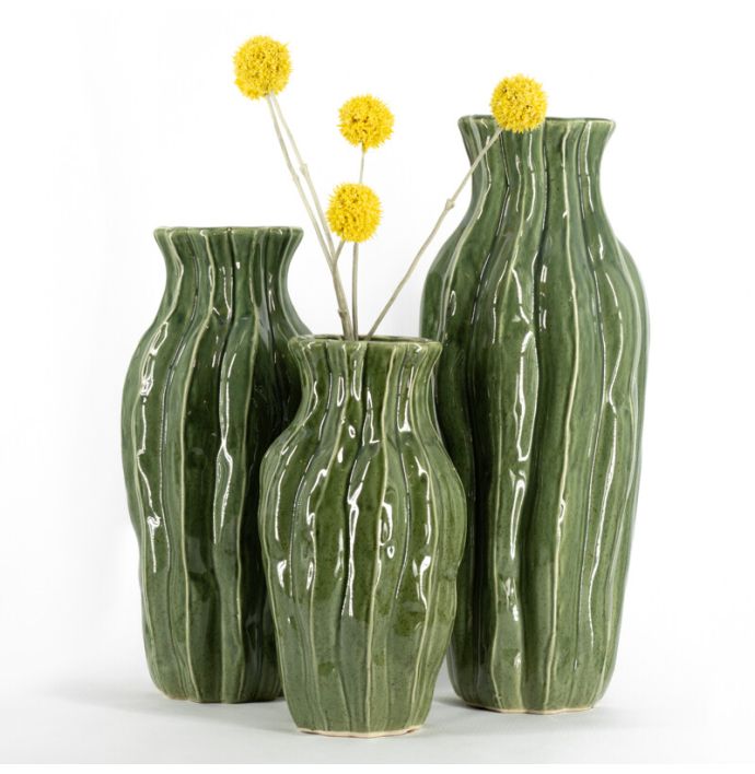 Aardewerk vaas Trunk M groen
