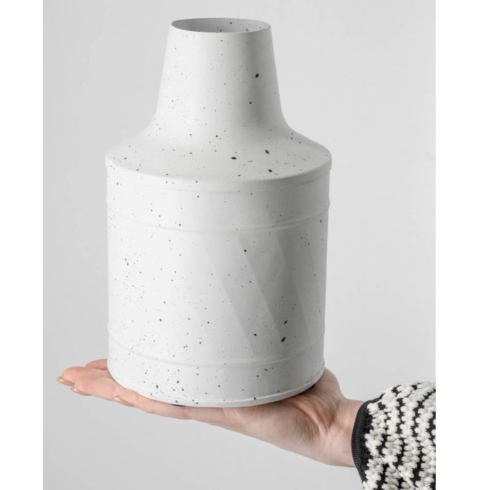 Metalen vaas white dots