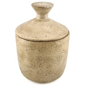 Aardewerk potje met deksel beige L wb