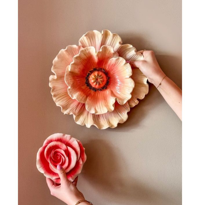 Wanddecoratie bloem roze