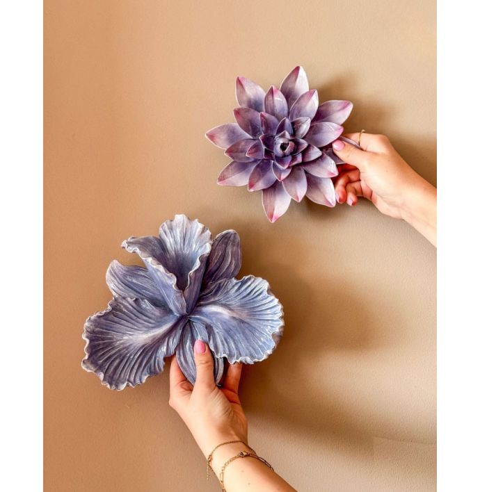 Wanddecoratie bloem blauw