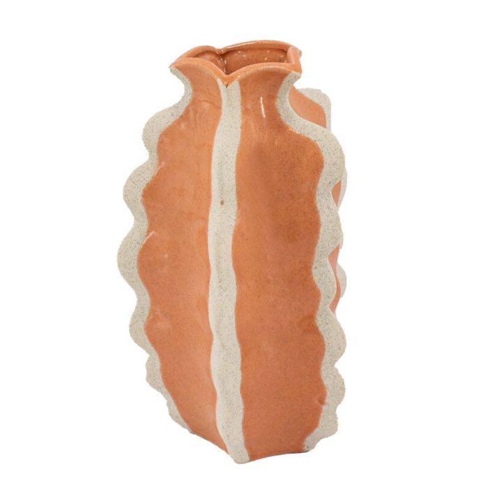 Aardewerk vaas stripes sandstone