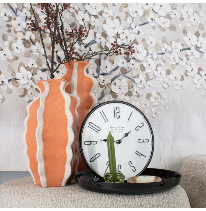 Aardewerk vaas stripes sandstone