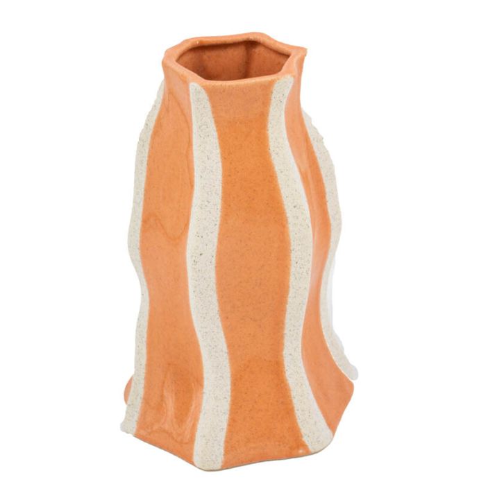 Aardewerk vaas stripes sandstone