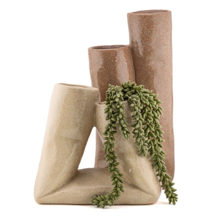 Aardwerk vaas Looped beige