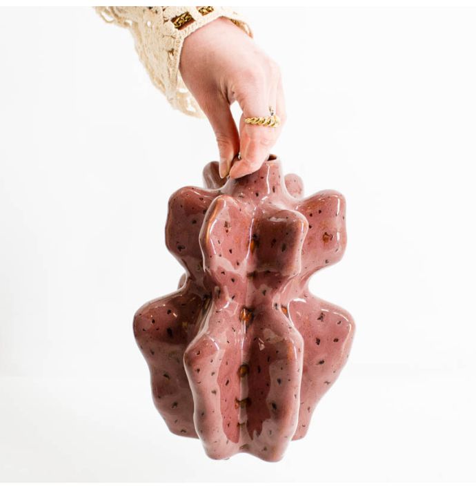 Aardewerk vaas Murkey bordeaux