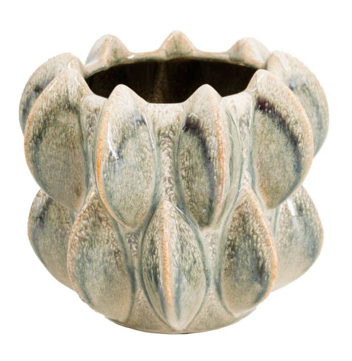 Aardewerk bloempot Disc groen