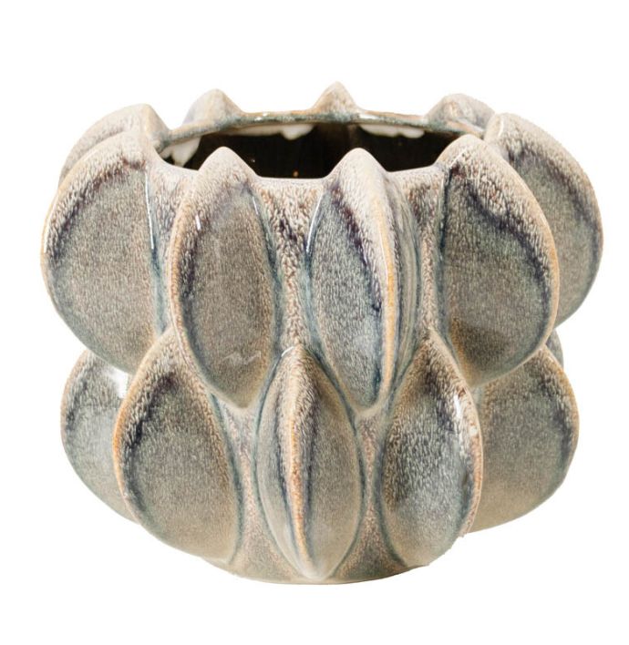 Aardewerk bloempot Disc groen